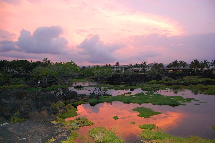 Sunset over anchialine ponds