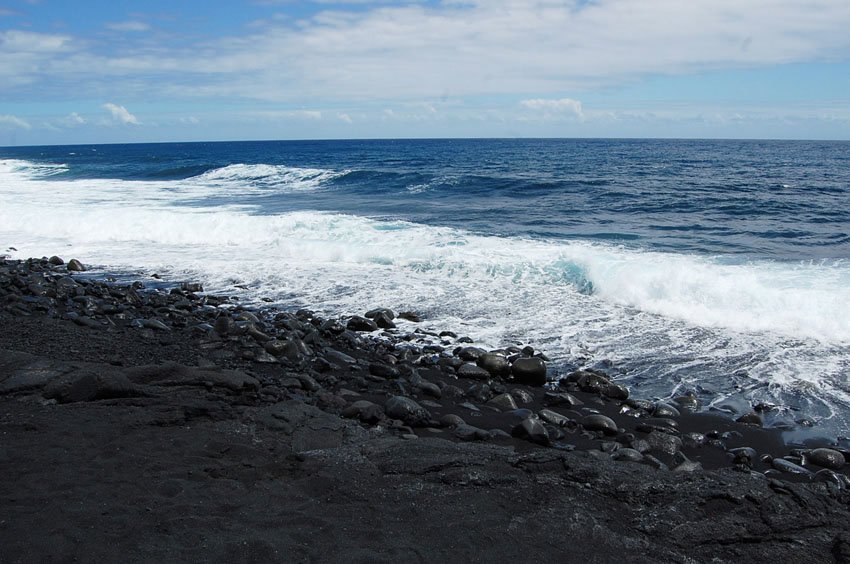 Beach formed by a lava flow