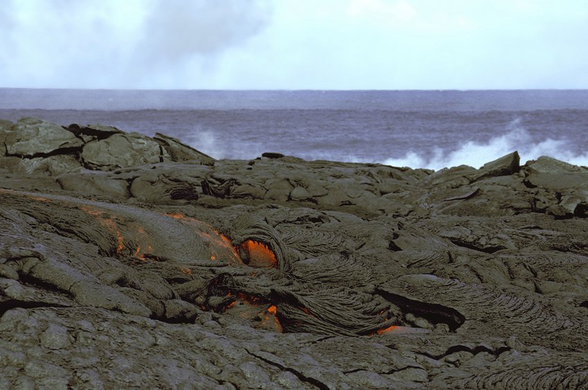 Hot steaming lava