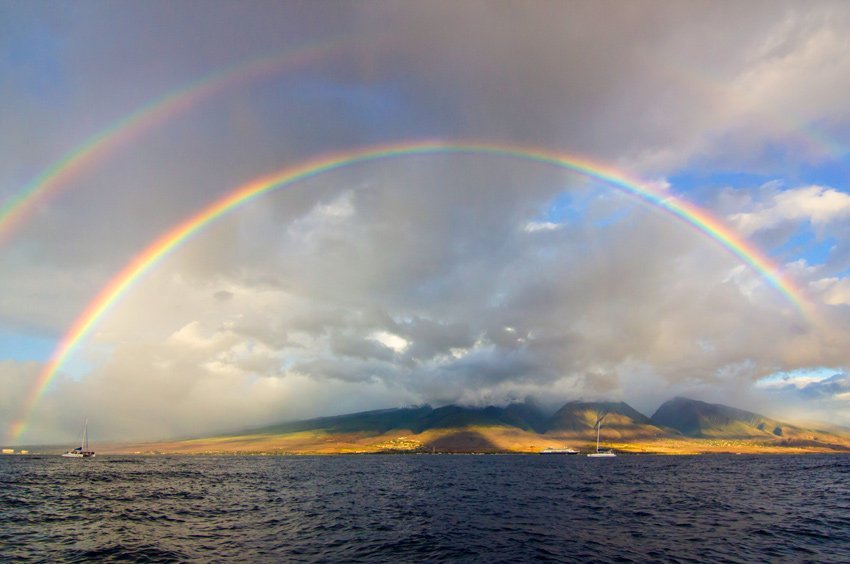 Double rainbow over West Maui Mountains