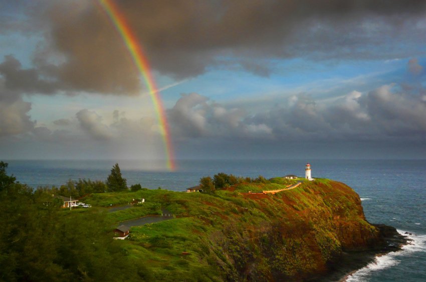 Rainbow near Kilauea Lighthouse, Kauai
