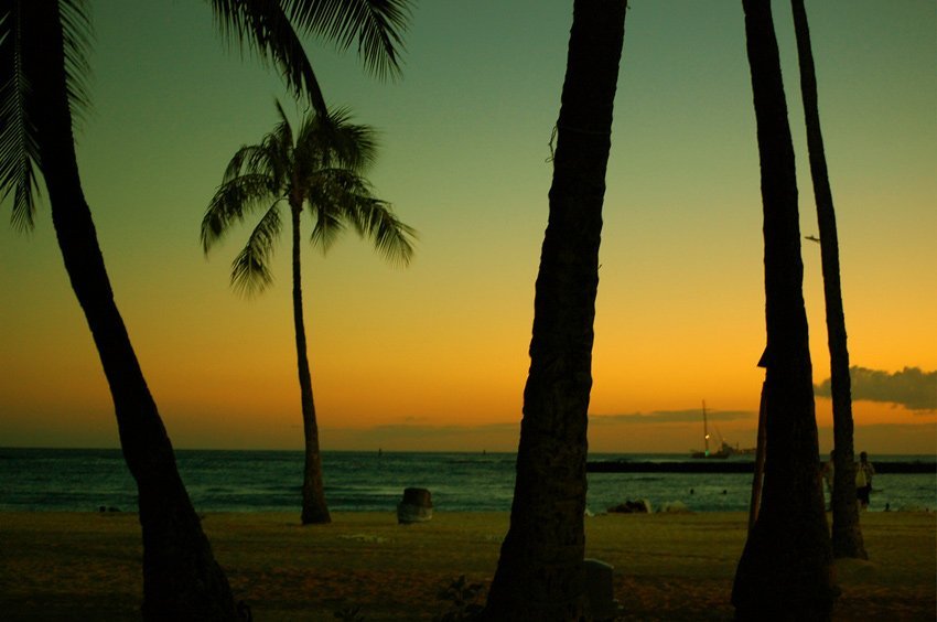 Waikiki Beach after sunset