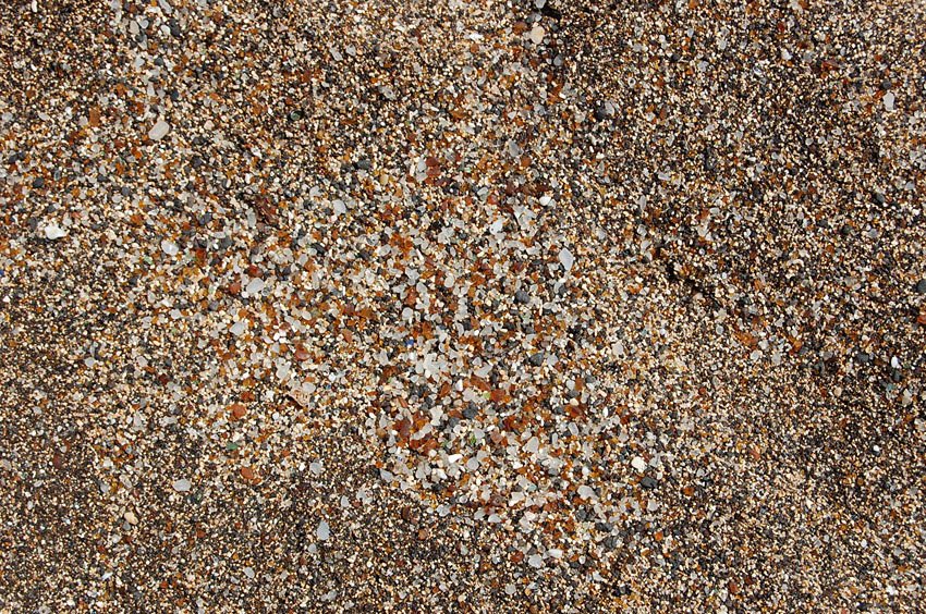 Close-up of beach sand and seaglass
