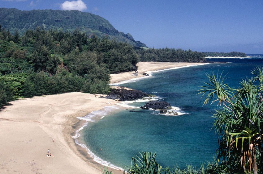 The two parts of Lumaha'i Beach