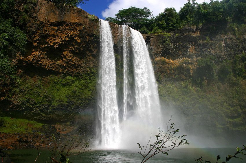 Lush Kauai waterfall