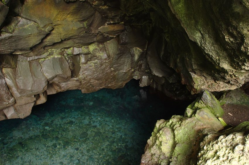 Inside a beach cave