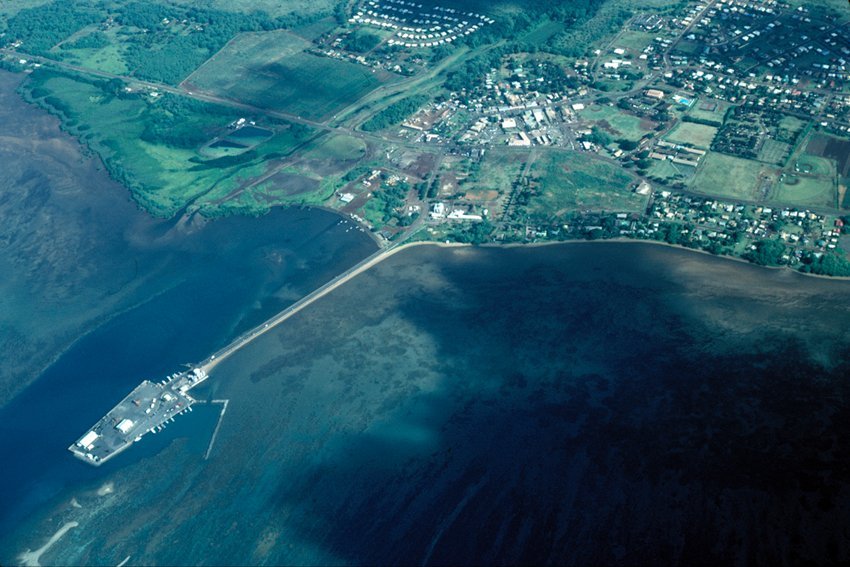 Aerial view of Kaunakakai Harbor