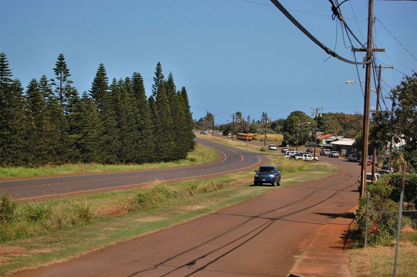 View to Kualapu'u town from the farm