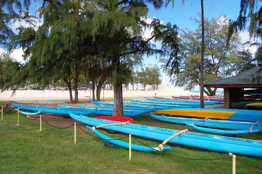 Popular kayaking beach