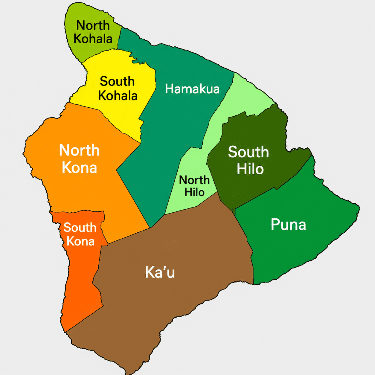 Big Island of Hawaii districts map