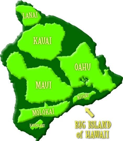 Comparison graphic showing Hawaiian Islands by size