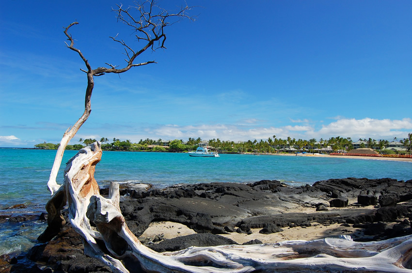 View to Anaehoomalu Bay