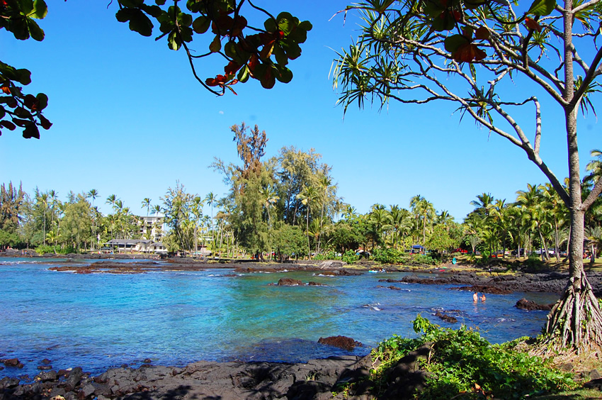 Backed by Black Lava Rocks