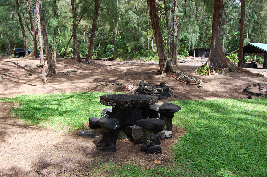 Picnic Table Made of Lava Stones