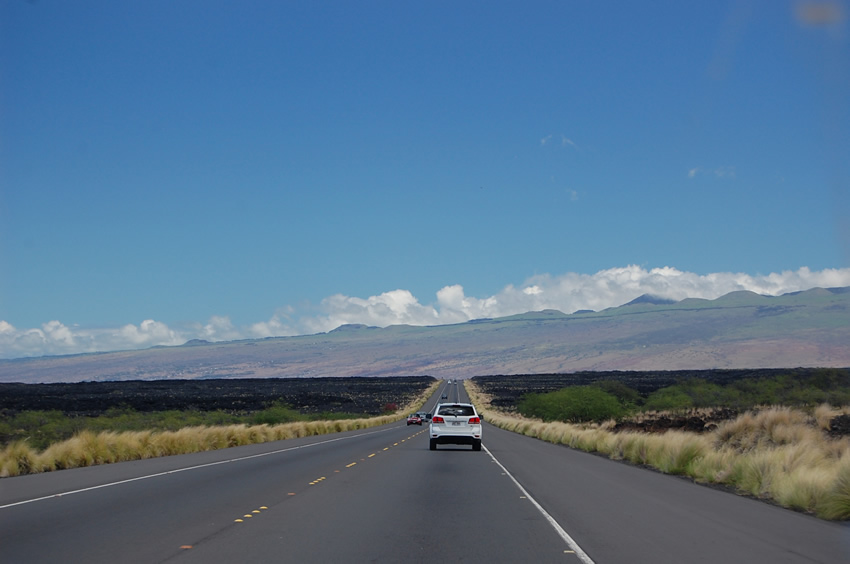 Driving Surrounded by Lava Fields