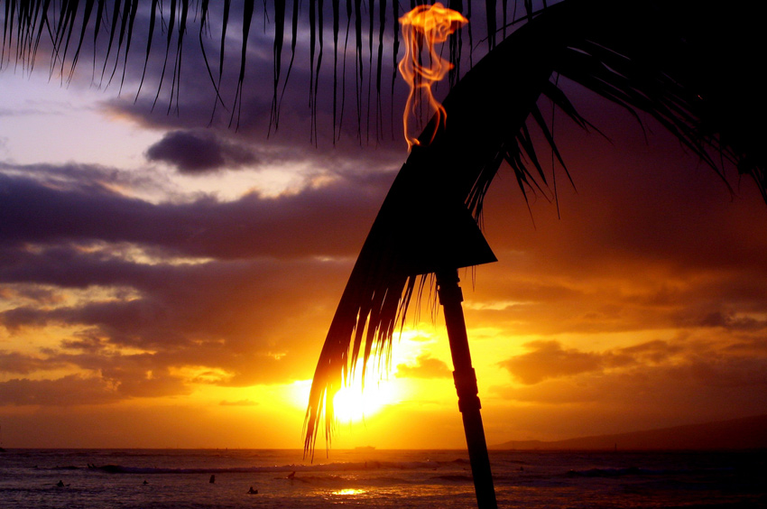 Lit Tiki at Sunset