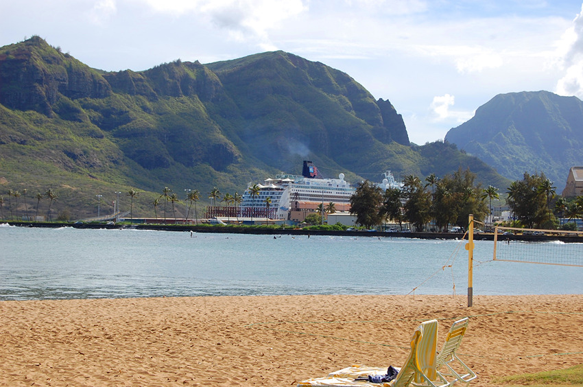 Cruise Ship Docked at Nearby Nawiliwili Harbor