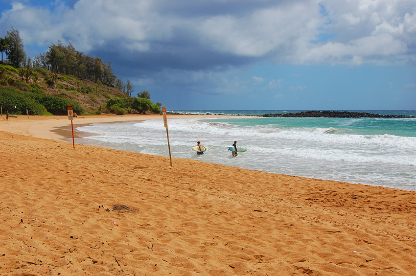 Surfers Heading into the Ocean