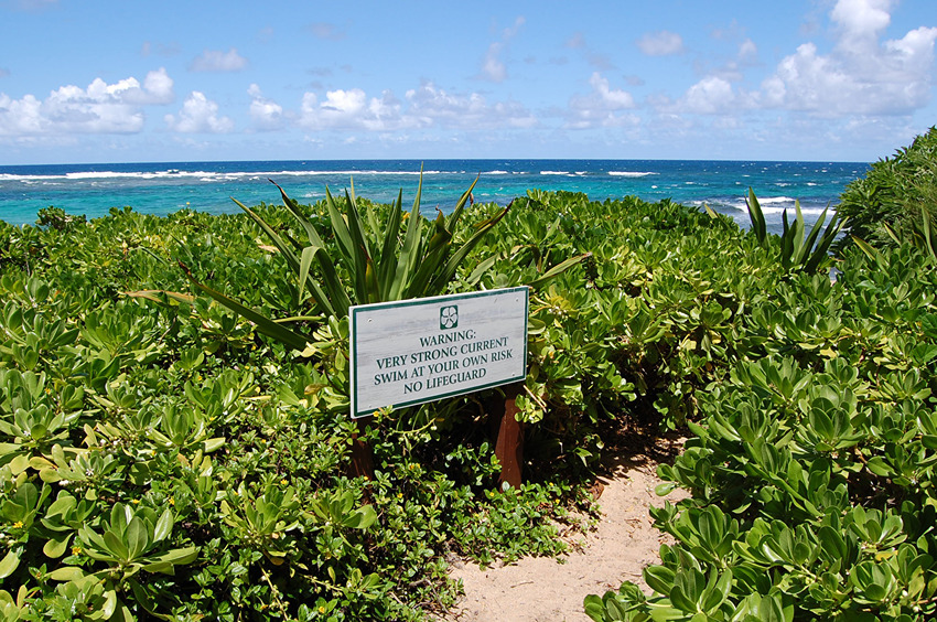 Warning Sing on the Beach