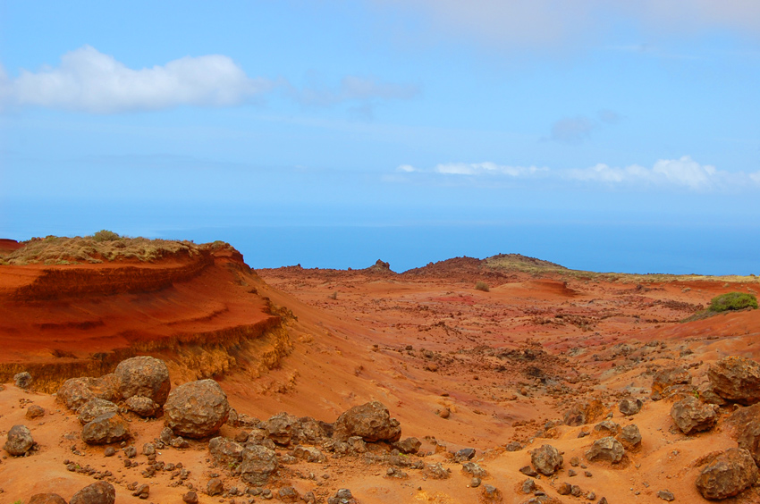 Red Landscape Overlooking the Blue Pacific