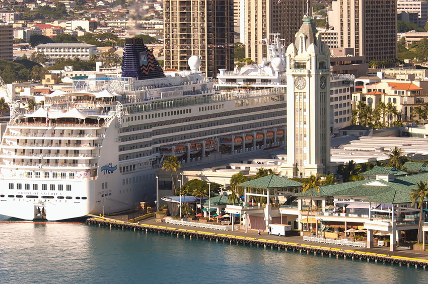 Cruise Ship Docked at Aloha Tower Pier