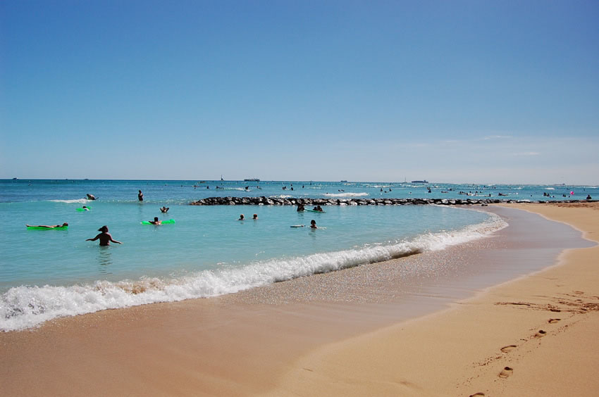 Beach in the heart of Waikiki